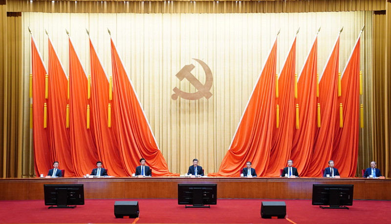 2月20日，党史学习教育动员大会在北京召开。中共中央总书记、国家主席、中央军委主席习近平出席会议并发表重要讲话。新华社记者 翟健岚 摄